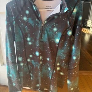 Reebok Black and Teal Starry Sweatshirt